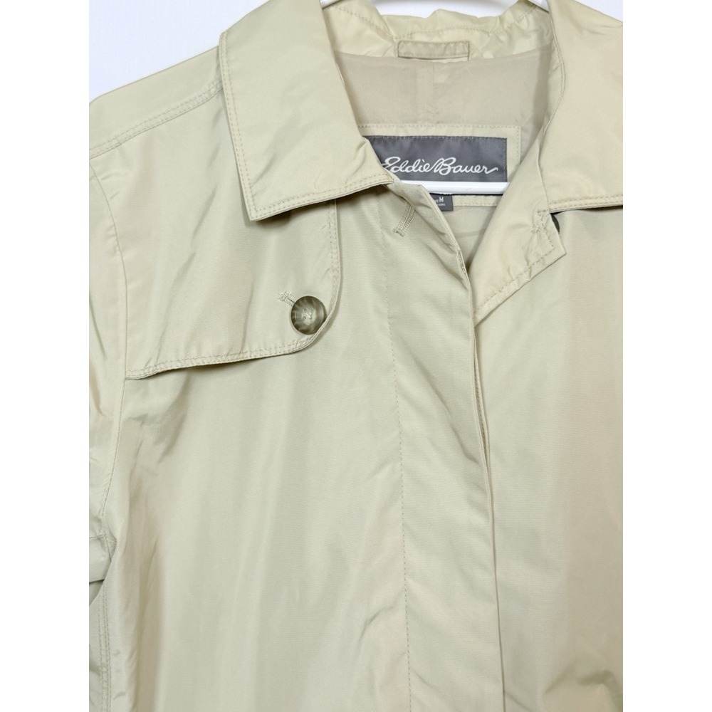 Eddie Bauer WeatherEdge Trench Coat Womens Medium Beige Rain Jacket Minimalist - Picture 6 of 16